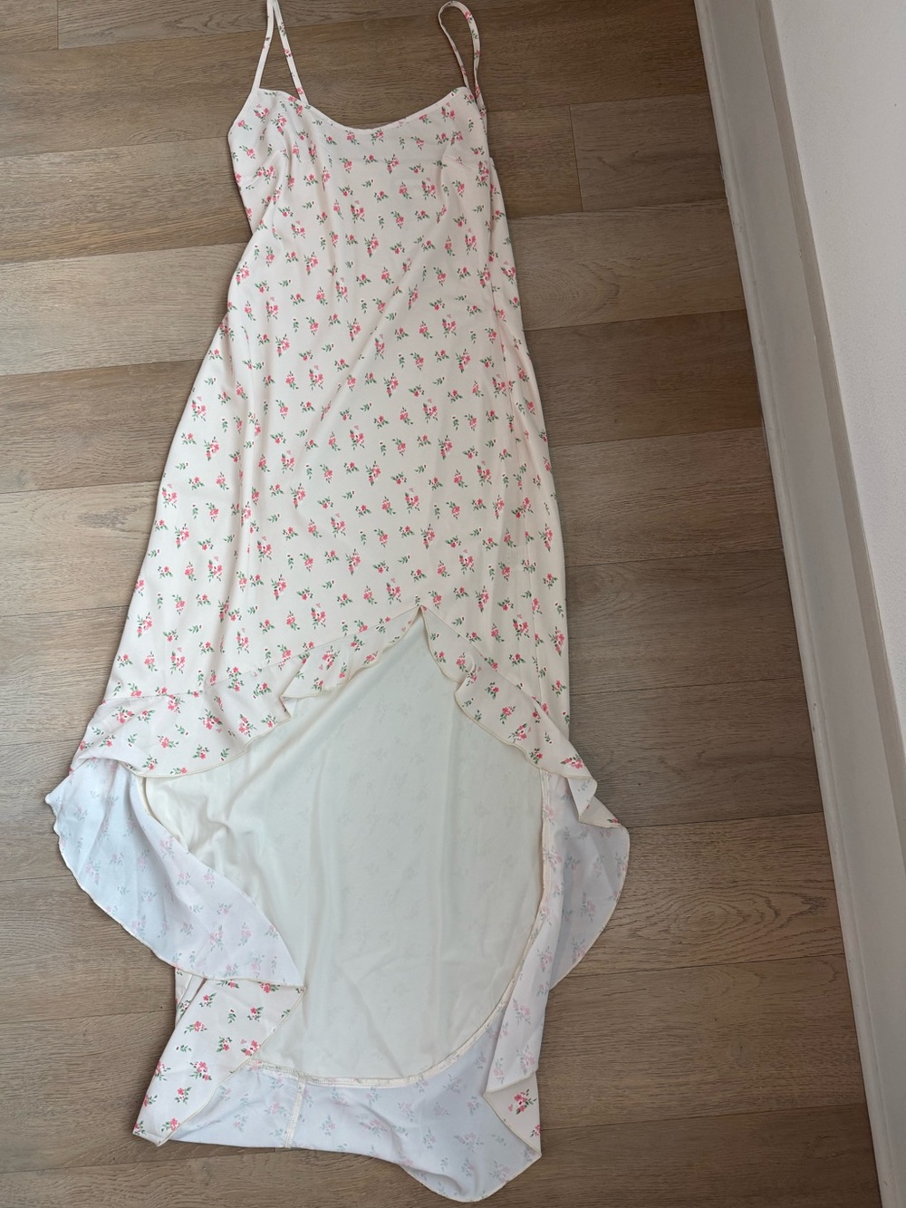 Princess Polly Cream Midi Slip Dress with Pink Floral Print - US8 NWT